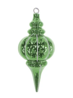 10.25" Striped Finial Ornament (Set Of 12) 13 10.25" Striped Finial Ornament (Set Of 12) -Winter Decor Market striped finial light green