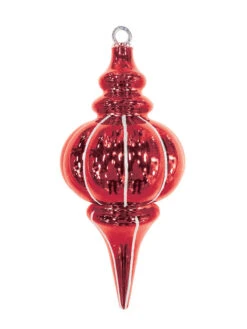 10.25" Striped Finial Ornament (Set Of 12) 14 10.25" Striped Finial Ornament (Set Of 12) -Winter Decor Market striped finial red