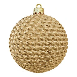Round Woven Commercial Ornaments (Set Of 12) 3 Sizes 11 Round Woven Commercial Ornaments (Set Of 12) 3 Sizes -Winter Decor Market woven ornament gold